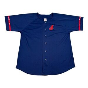MLB Baseball Jersey Youth Large Blue Jackie Bradley Jr. 24 Button Front